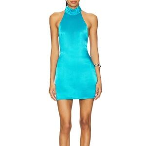 Elegant Turquoise Halter Dress